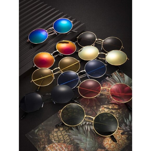 28 Pairs Coloured Round Hippie Sunglasses Groovy Retro Party Accessories main image 5